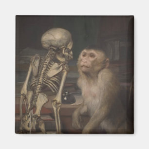 Monkey voor een skelet (door Gabriel von Max) Magneet
