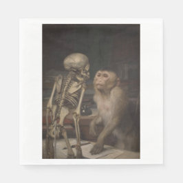 Monkey voor een skelet (door Gabriel von Max) Servet