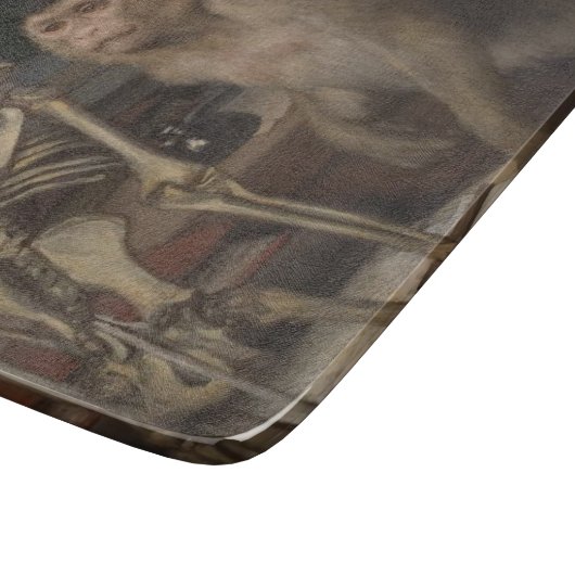 Monkey voor een skelet (door Gabriel von Max) Snijplank (Hoek)