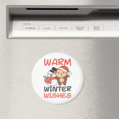 Monkey Warm Winter Wishes Snowman Magneet (Insitu (Vaatwasser))