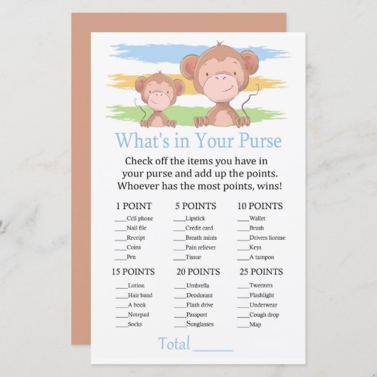 Monkey Wat zit er in je handtas? (Voorkant / Achterkant)