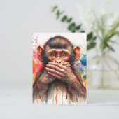 Monkey Waterverf spreekt geen slechte kunst Briefkaart (Staand voorkant)