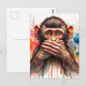 Monkey Waterverf spreekt geen slechte kunst Briefkaart (Voorkant / Achterkant)