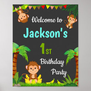 Monkey welkomstfeest poster oerwoud