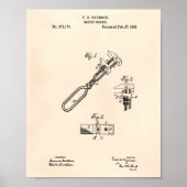 Monkey WFrench 1883 Patent Art Old Peper Poster (Voorkant)