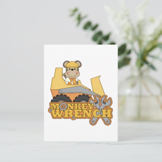 Monkey WFrench Bulldozer T-shirts en cadeautjes Briefkaart (Staand voorkant)