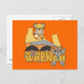 Monkey WFrench Bulldozer T-shirts en cadeautjes Briefkaart (Voorkant / Achterkant)