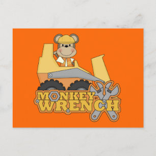Monkey WFrench Bulldozer T-shirts en cadeautjes Briefkaart