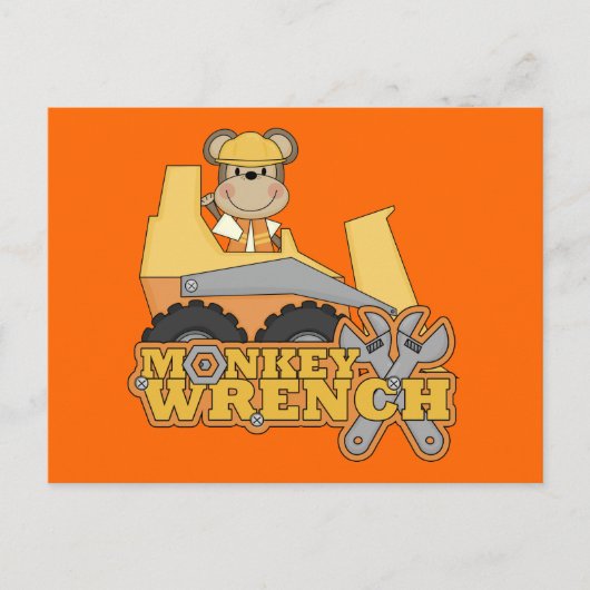 Monkey WFrench Bulldozer T-shirts en cadeautjes Briefkaart (Voorkant)