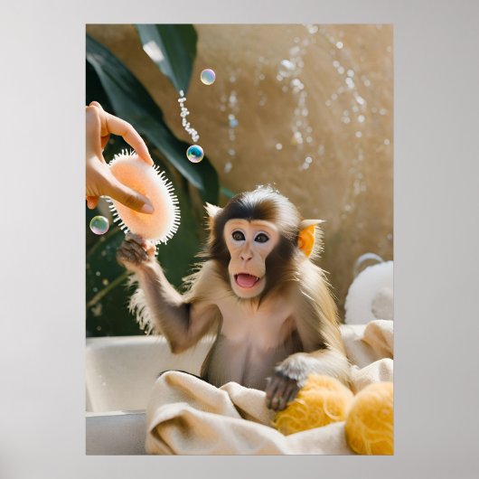 Monkey Whimsical Art Poster cadeau voor haar (Voorkant)