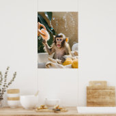 Monkey Whimsical Art Poster cadeau voor haar (Keuken)