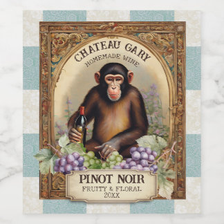  monkey wijnfles druiven gepersonaliseerd wijn etiket