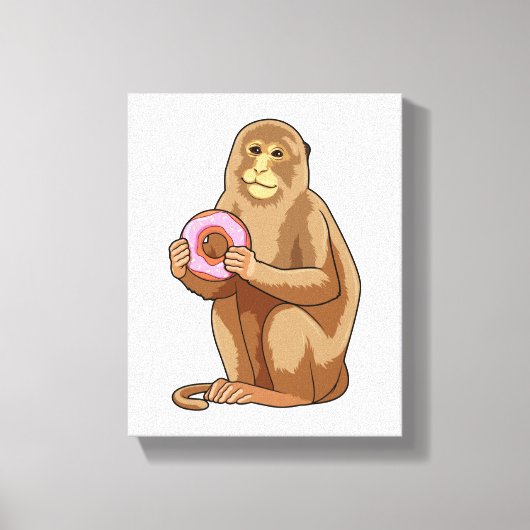 Monkey with Donut Canvas Afdruk (Voorkant)