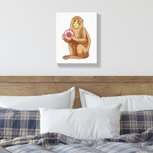 Monkey with Donut Canvas Afdruk (Insitu (Slaapkamer))