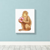 Monkey with Donut Canvas Afdruk (Insitu (Houten vloer))