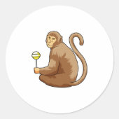 Monkey with Lollipop Ronde Sticker (Voorkant)