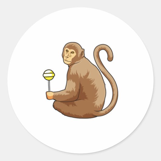 Monkey with Lollipop Ronde Sticker (Voorkant)