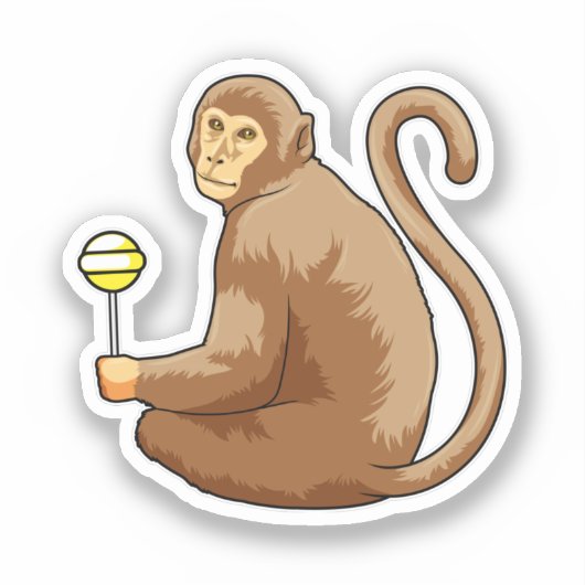 Monkey with Lollipop Sticker (Voorkant)