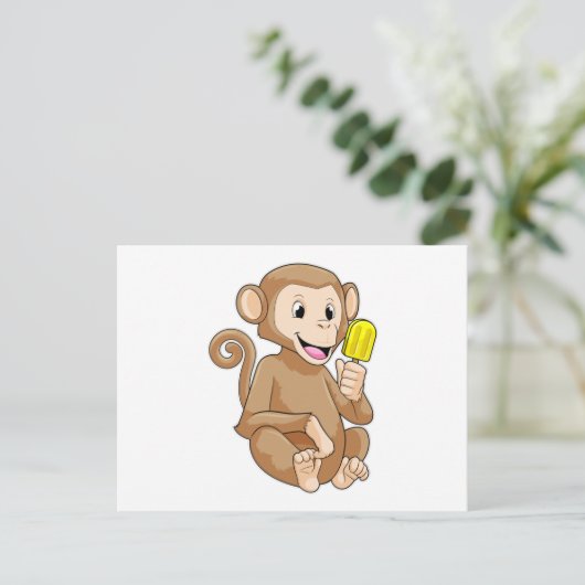 Monkey with Popsicle Briefkaart (Staand voorkant)