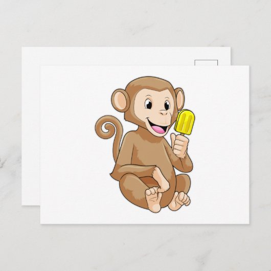 Monkey with Popsicle Briefkaart (Voorkant / Achterkant)