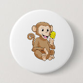 Monkey with Popsicle Ronde Button 7,6 Cm (Voorkant)