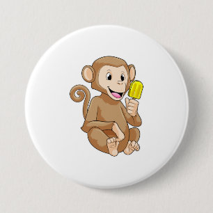Monkey with Popsicle Ronde Button 7,6 Cm