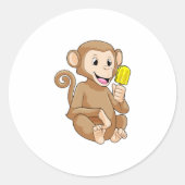 Monkey with Popsicle Ronde Sticker (Voorkant)