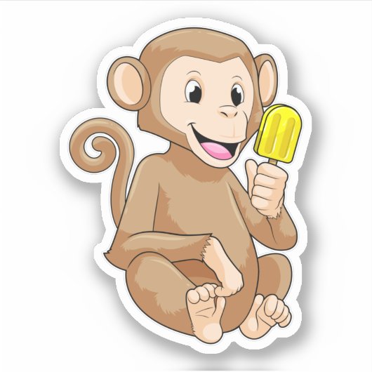 Monkey with Popsicle Sticker (Voorkant)