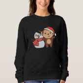 Monkey With Snowman In Winter For Christmas Trui (Voorkant)