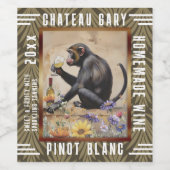 Monkey witte wijnfles gepersonaliseerd Wijn Etiket (Enkel label)