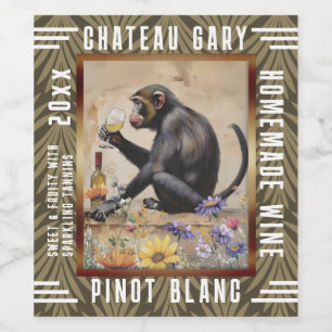  Monkey witte wijnfles gepersonaliseerd Wijn Etiket