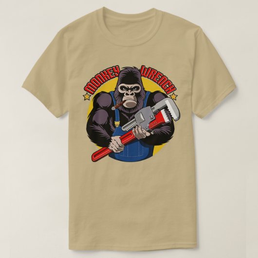 Monkey Wright Mechanic Grease Monkey Car Repair Te T-shirt (Design voorkant)