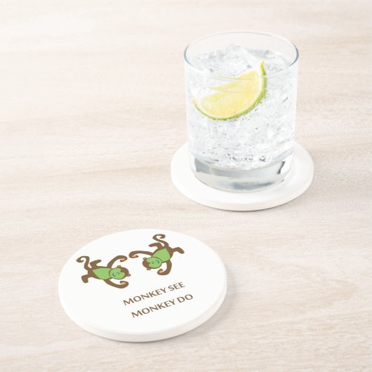 Monkey ziet Monkey Do Zandsteen Onderzetter (Zijkant)