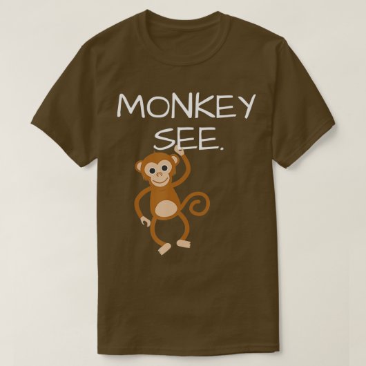 Monkey ziet Monkey doen Funny T-shirt (Design voorkant)