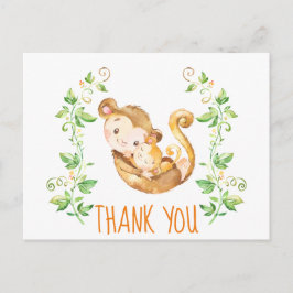 Monkey Zoo Animals Baby shower Dank je wel Briefkaart