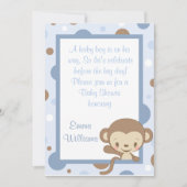 Monkey Zoo Baby shower Invitation-Blue Kaart (Voorkant)