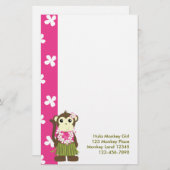 Monkeybloemen2, vriendinnetje, Hula Monkey Gir... Briefpapier (Voorkant / Achterkant)