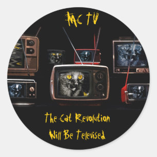 MonkeyCat TV-stickers Ronde Sticker