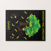 "Monkeying Around" puzzel voor kinderen met naam. Legpuzzel (Horizontaal)