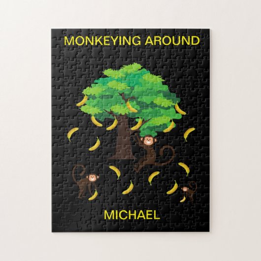 "Monkeying Around" Puzzle met de naam van het kind Legpuzzel (Verticaal)
