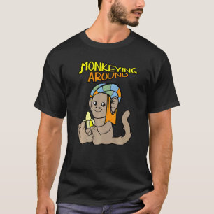 Monkeying rond Schattige aap met banaan T-shirt
