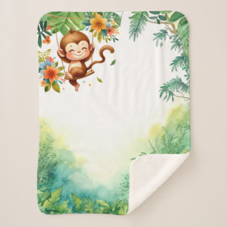 Monkey's Adventure Tummy Time Mat Sherpa Deken