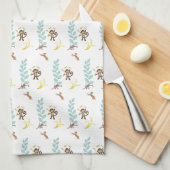 Monkeys Bananas Leaves Kitchen Hand Towel Theedoek (Quarter Fold)