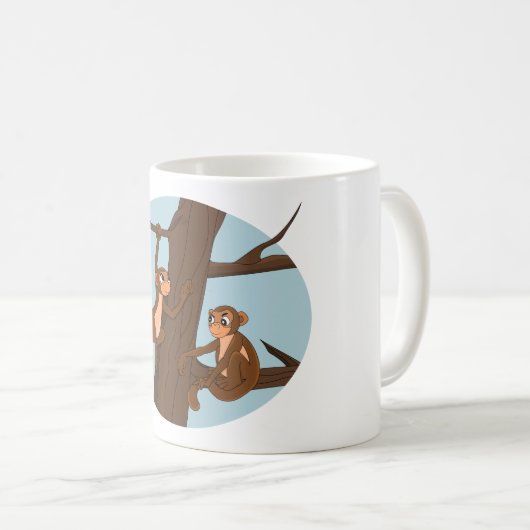 Monkeys climbing the tree cartoon coffee mug koffiemok (Voorkant rechts)