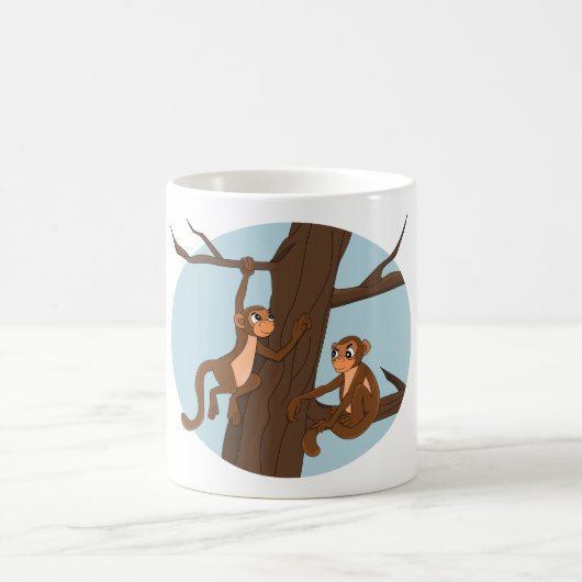 Monkeys climbing the tree cartoon coffee mug koffiemok (Center)