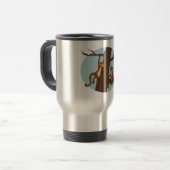 Monkeys climbing the tree cartoon travel mug reisbeker (Voorkant links)