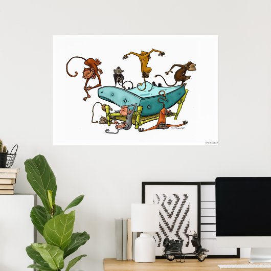 Monkeys die op de bende springen poster (Thuiskantoor)