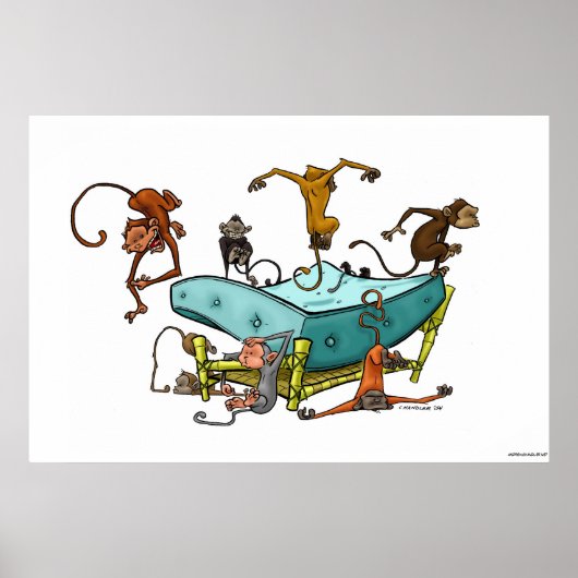 Monkeys die op de bende springen poster (Voorkant)