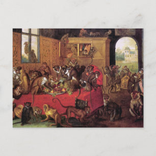 Monkey's Feast  Animal Art van Van Kessel Briefkaart
