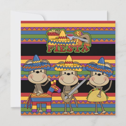 Monkeys Fiesta Gepersonaliseerd Birthday uitnodigi Kaart (Voorkant)